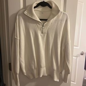 white quarter zip crewneck